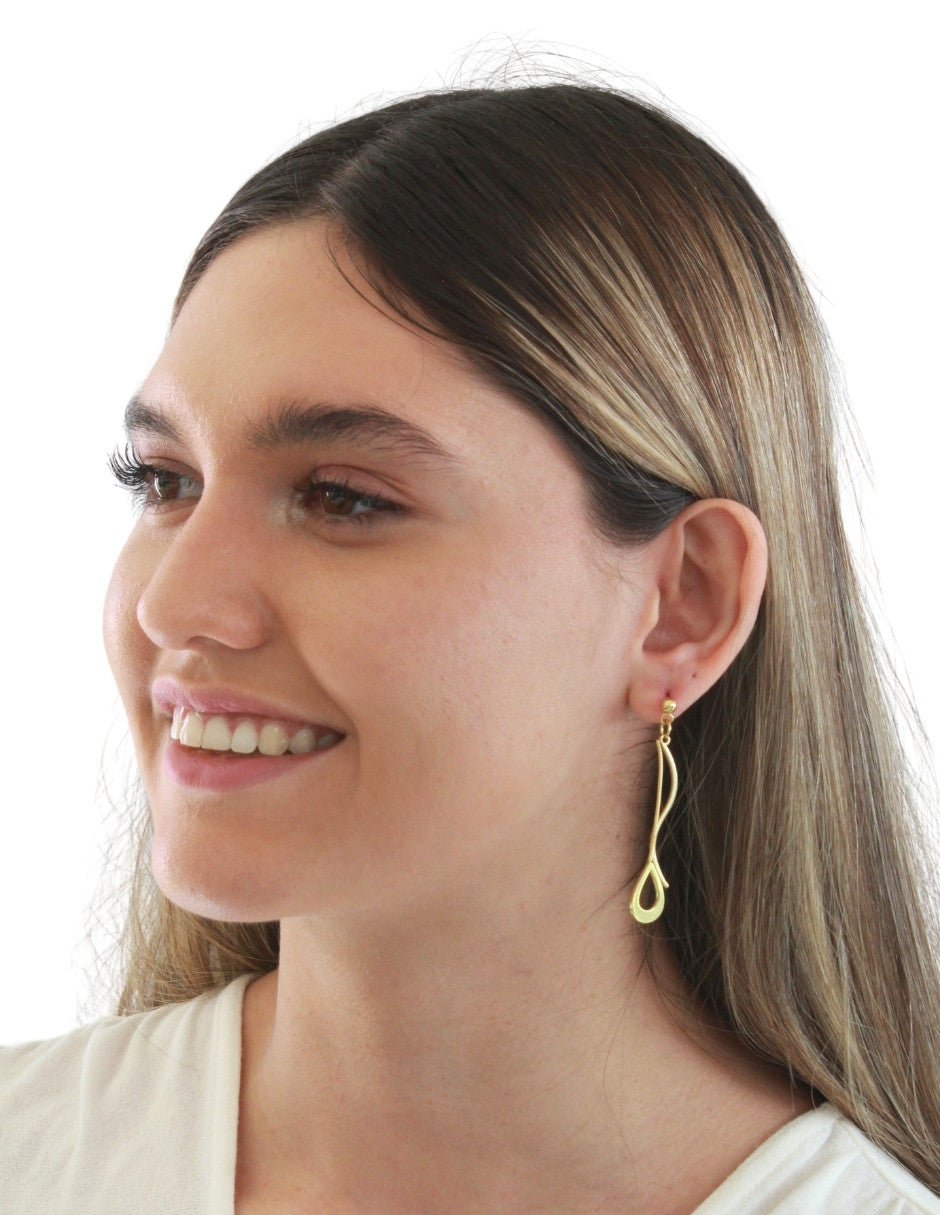 Arete Colgante Barra Gota Ondulado