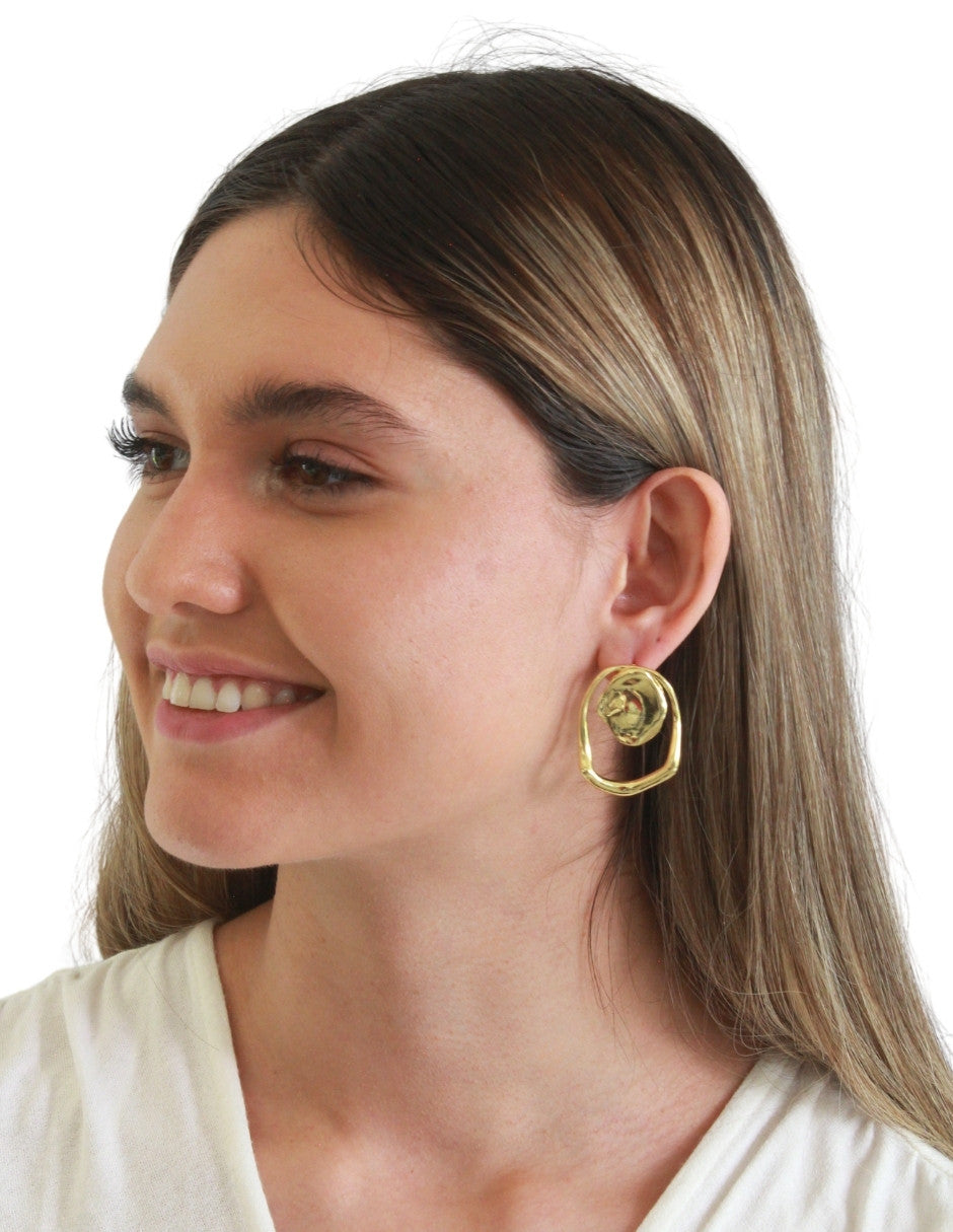 Arete Chapa Circulo Con Circulo Interior