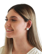 Arete Chapa Redondo Perla Cristales Redondo