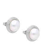 Arete Chapa Redondo Perla Cristales Redondo