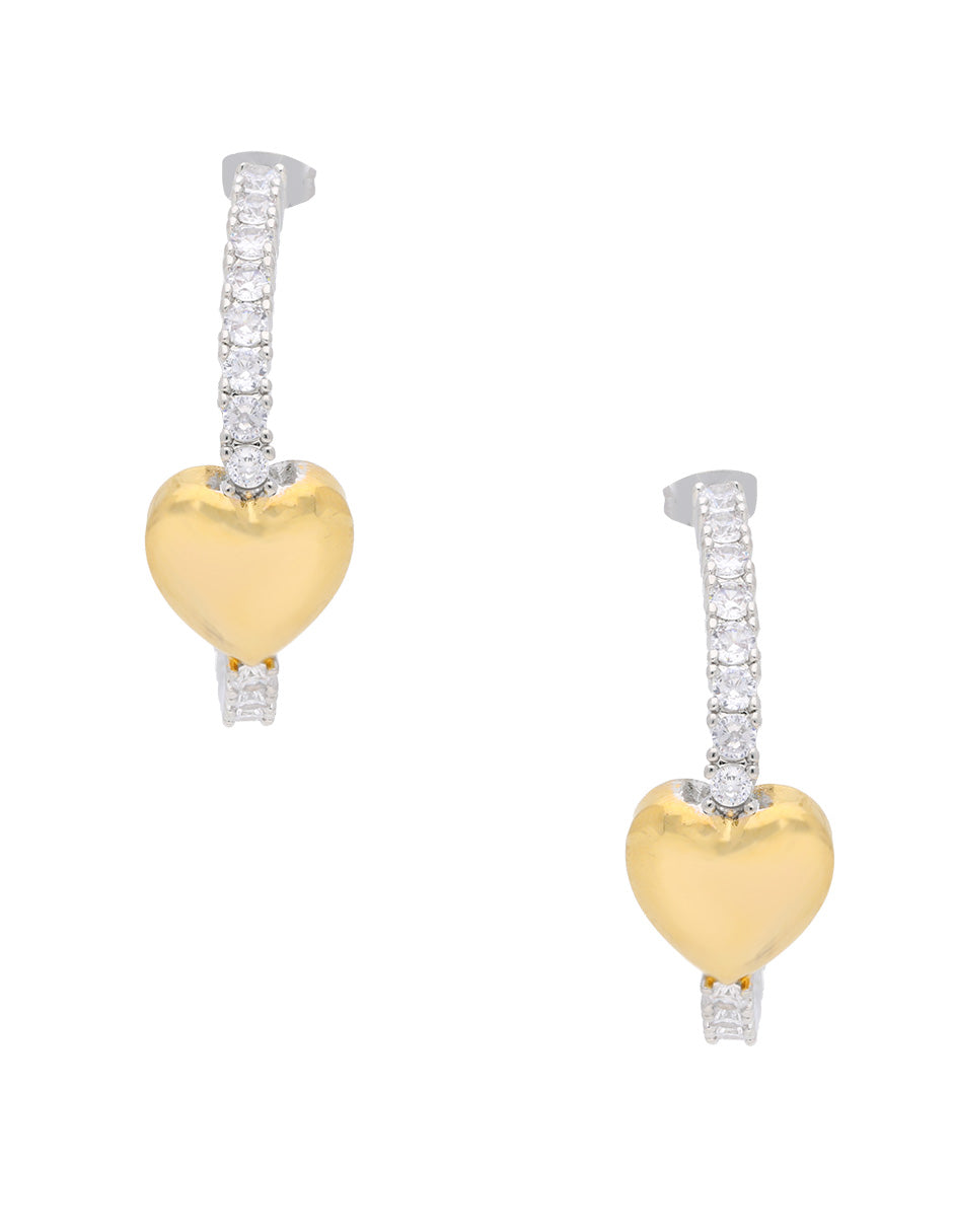 Arete Grande Cristales Corazon Bicolor