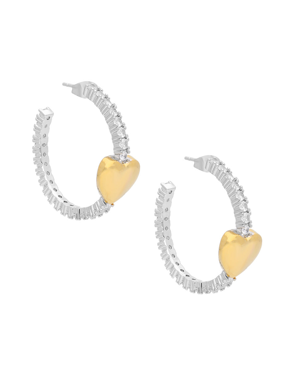 Arete Grande Cristales Corazon Bicolor