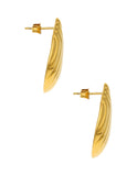 Damas Tendencias Aretes Acero Inoxidable Gotas Rayadas Dorado