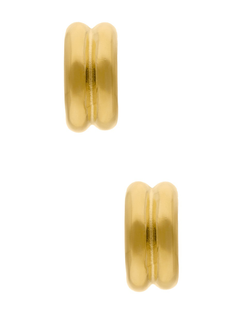 Arete Acero Inoxidable Gruesa Doble Aro Dorada