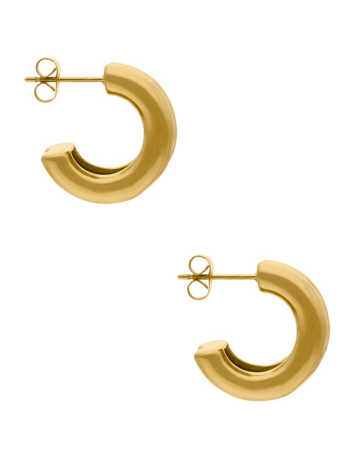 Arete Acero Inoxidable Gruesa Doble Aro Dorada