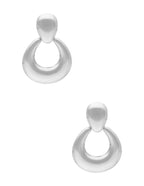 Arete Acero Inoxidable Ovalo Colgante Plateado