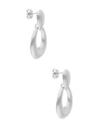 Arete Acero Inoxidable Ovalo Colgante Plateado