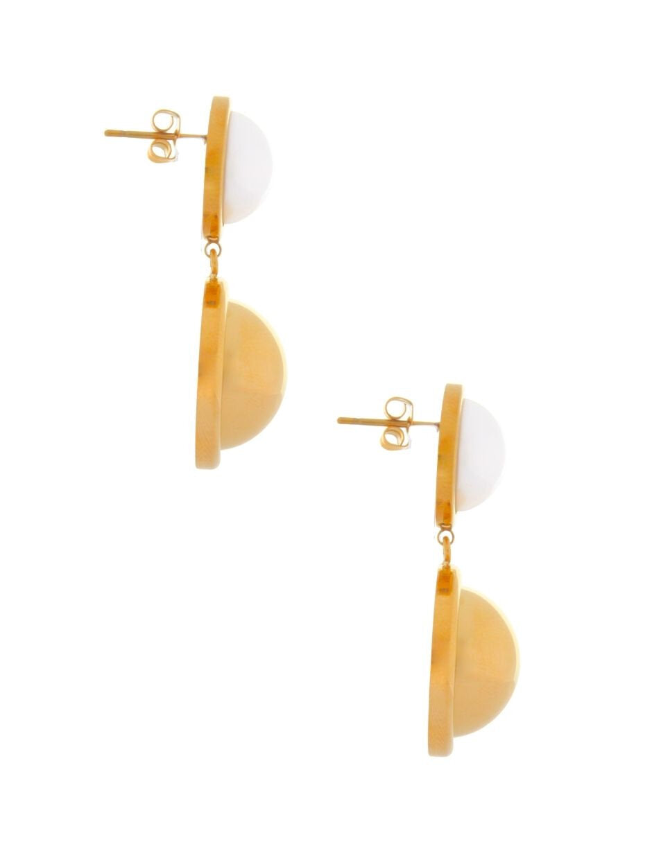 Arete Colgante 2 Redondos Dorado y Perla Sint