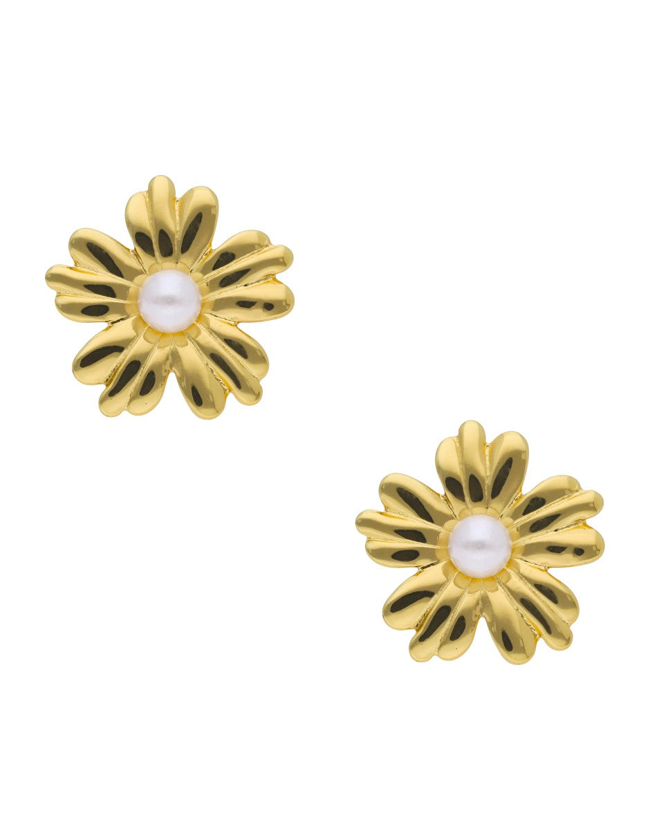 Arete Flor Con Perlita Sint