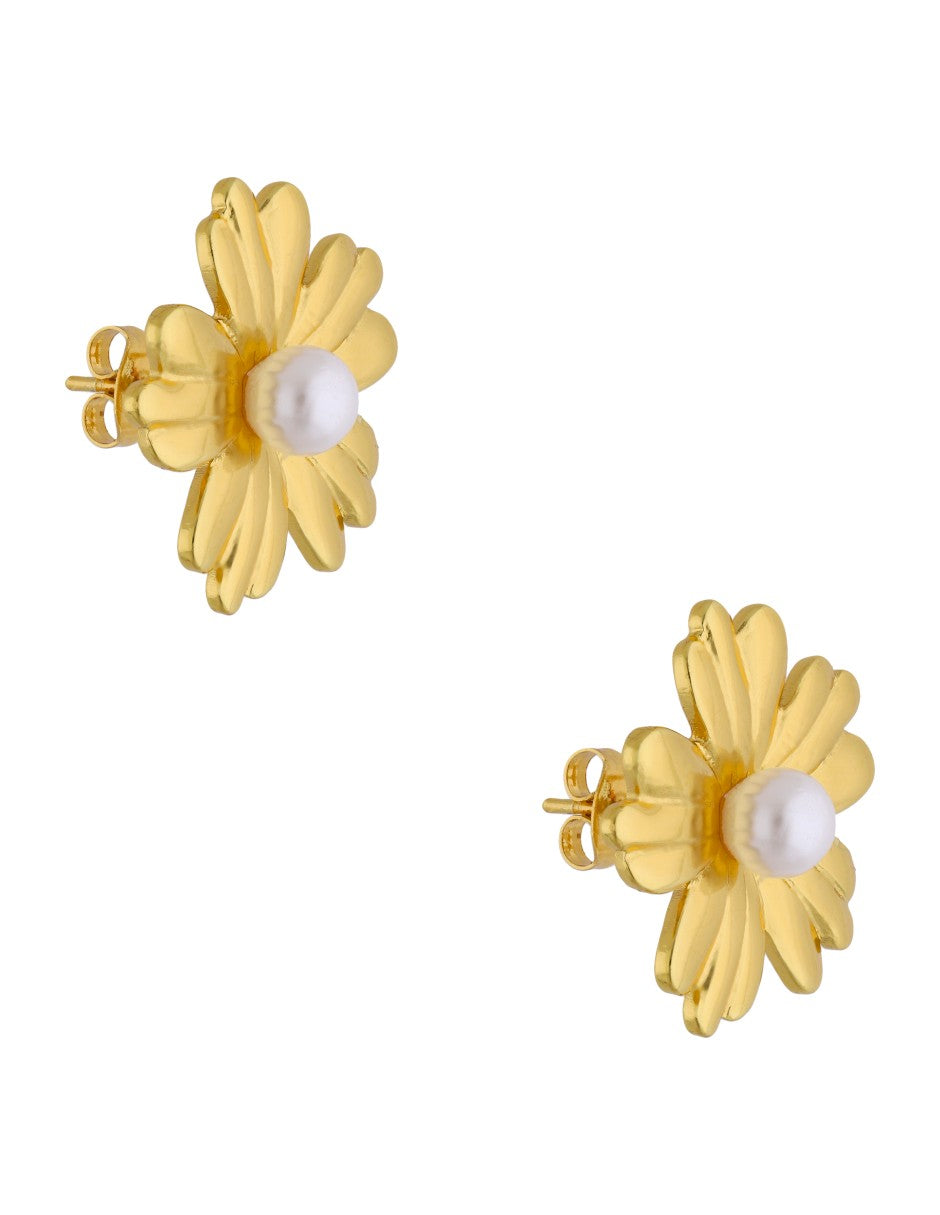 Arete Flor Con Perlita Sint