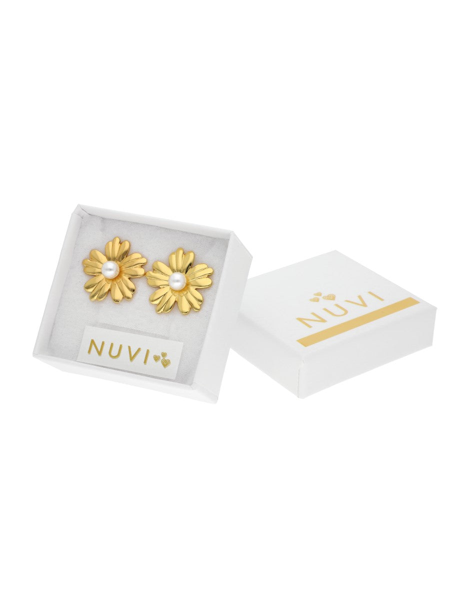 Arete Flor Con Perlita Sint