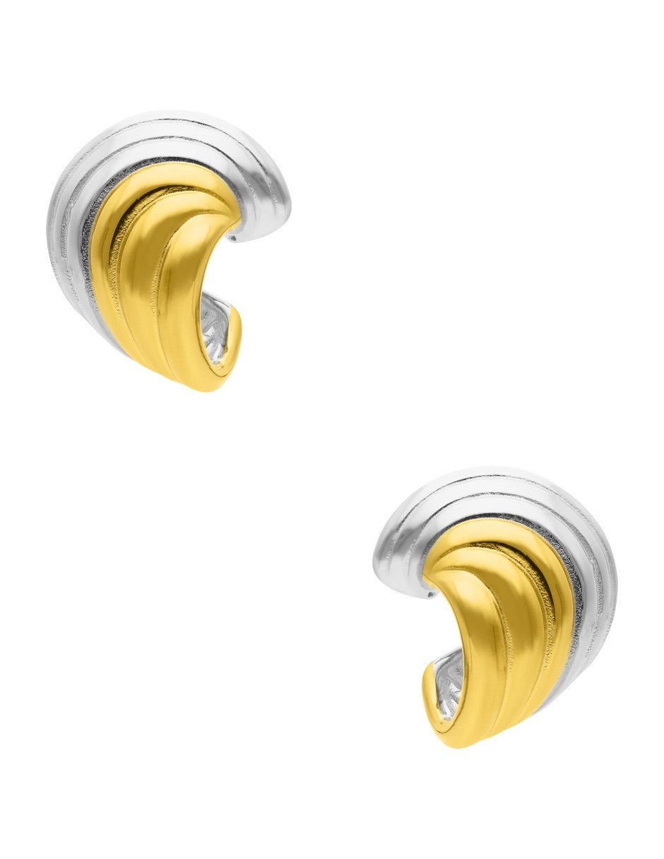 Aretes Lineas Medio Circulo Bicolor