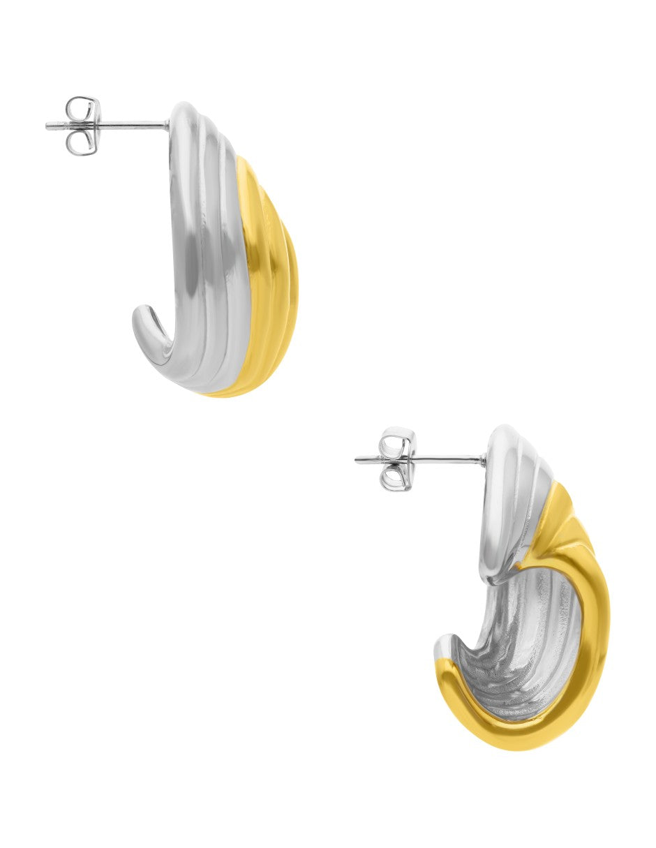 Aretes Lineas Medio Circulo Bicolor