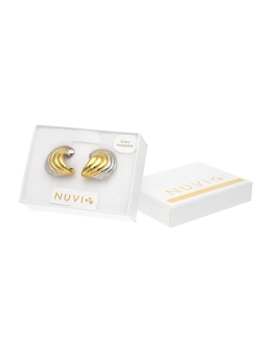 Aretes Lineas Medio Circulo Bicolor