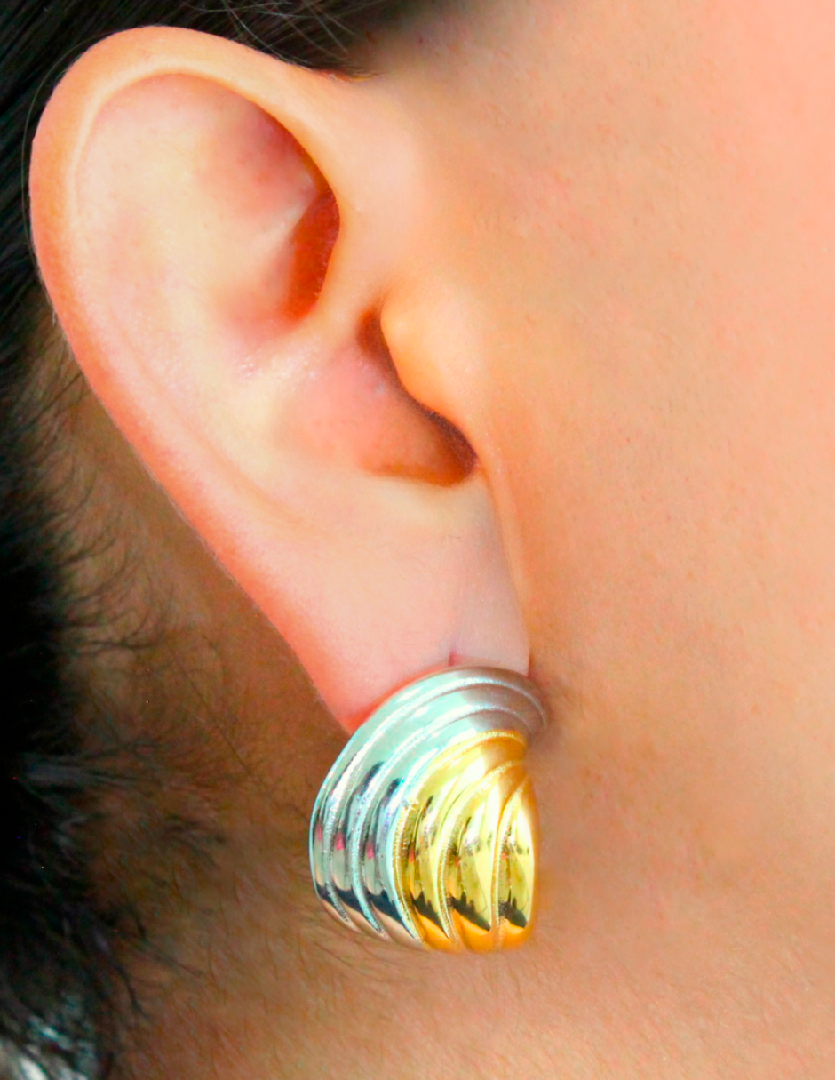 Aretes Lineas Medio Circulo Bicolor