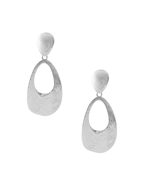 Aretes Ovalado Plano Sin Interior Plateado