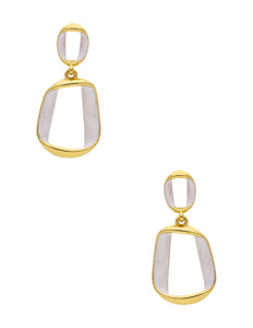 Aretes Rectangulares Beigue Doble
