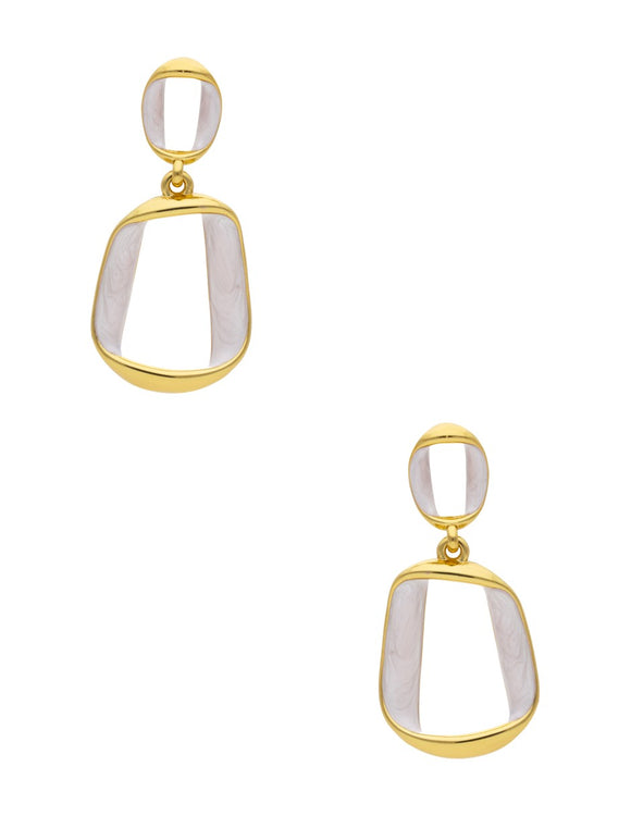 Aretes Rectangulares Beigue Doble