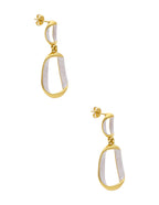 Aretes Rectangulares Beige Doble