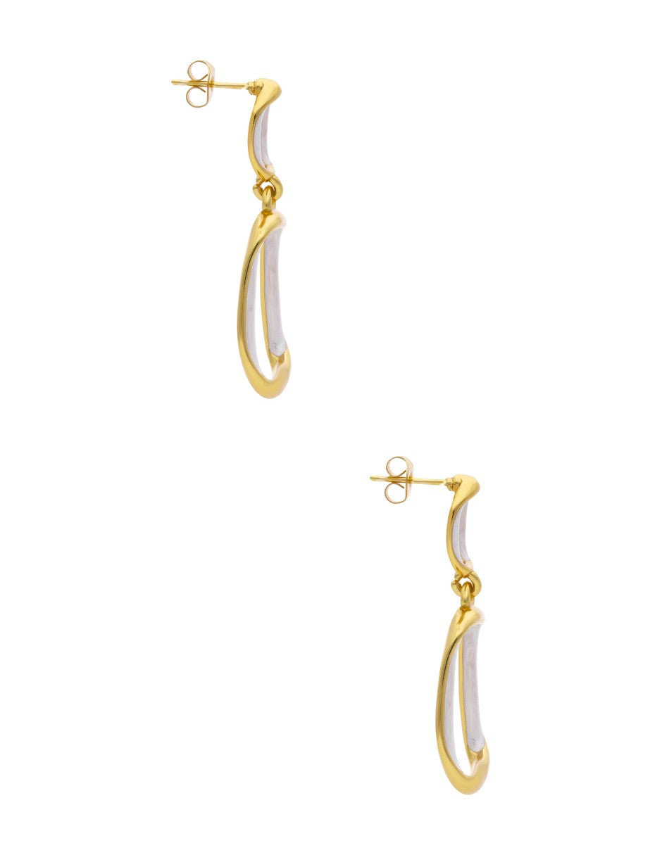 Aretes Rectangulares Beige Doble