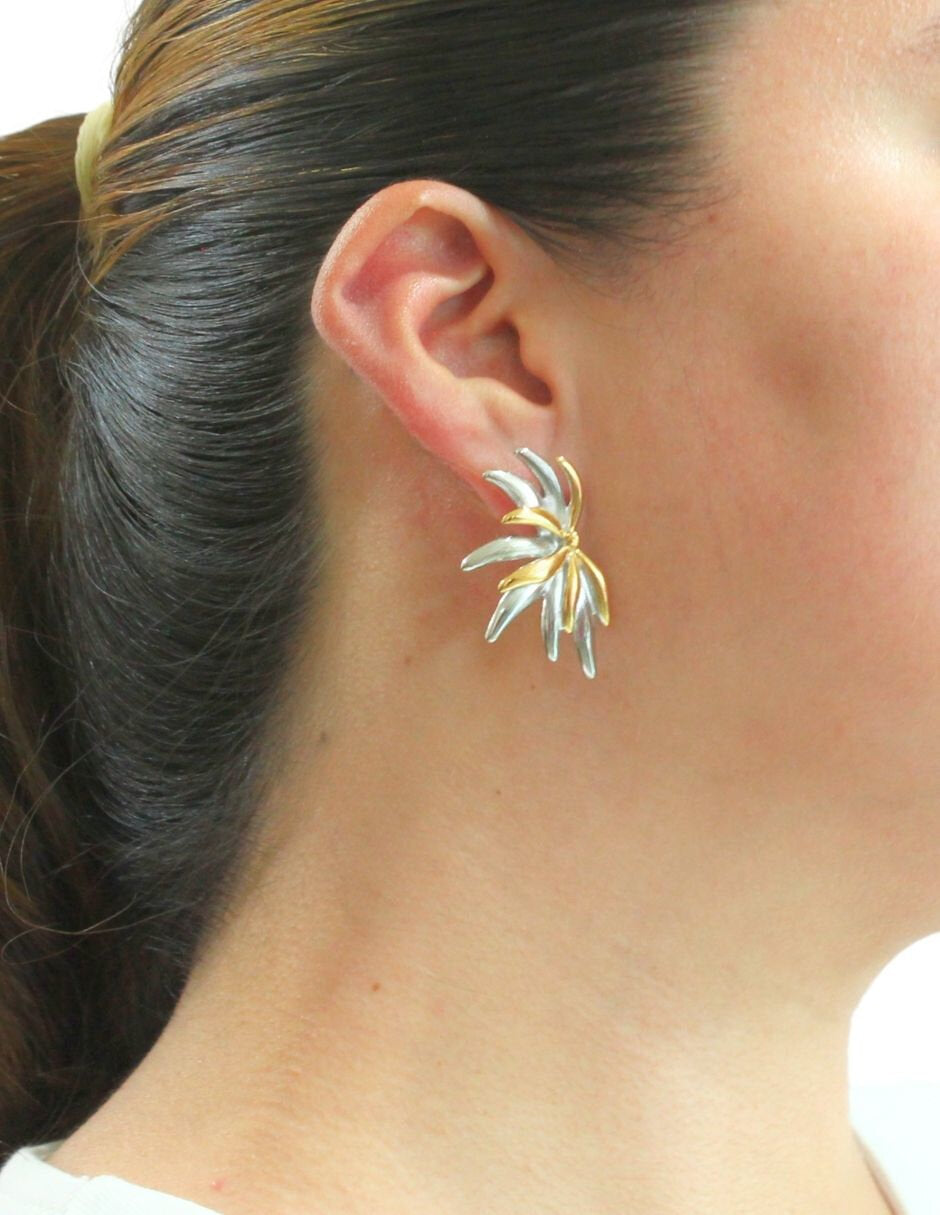 Aretes Flor Bicolor