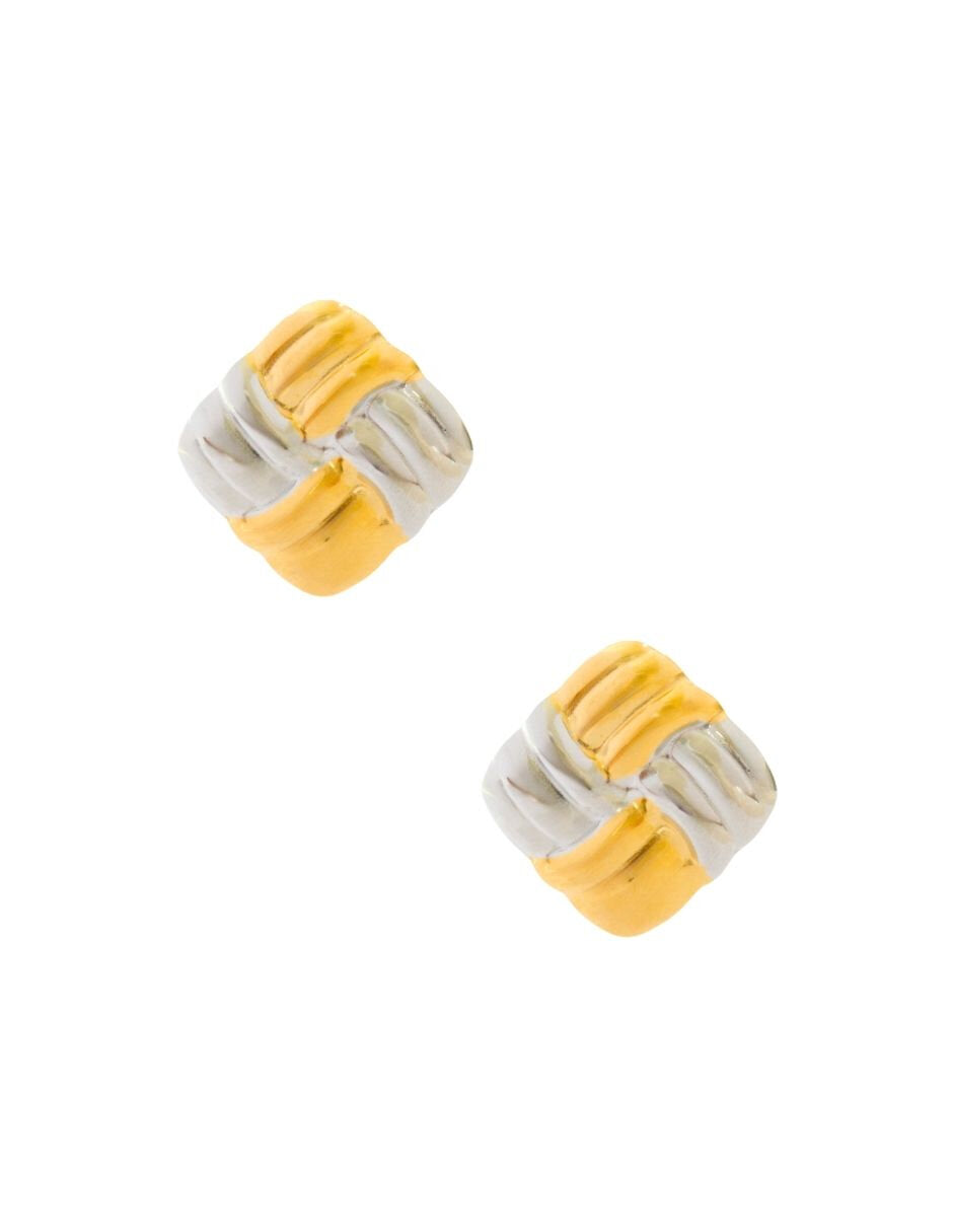 Aretes Cuadrado Cruzados Bicolor