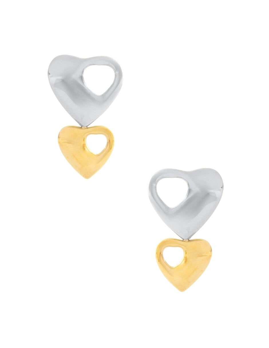 Arete Doble Corazon Espejo