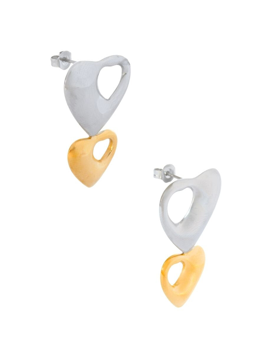 Arete Doble Corazon Espejo