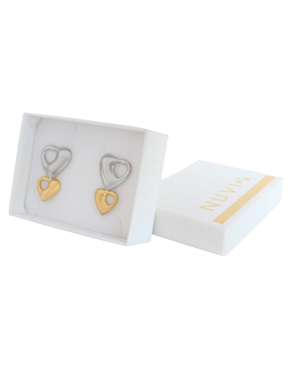 Arete Doble Corazon Espejo