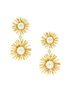 Arete Flor Doble con Perla