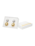 Arete Flor Doble con Perla Bicolor