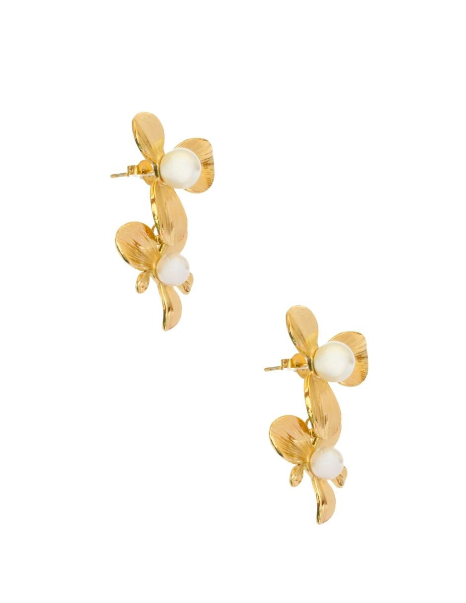 Arete Doble Flor con perlita