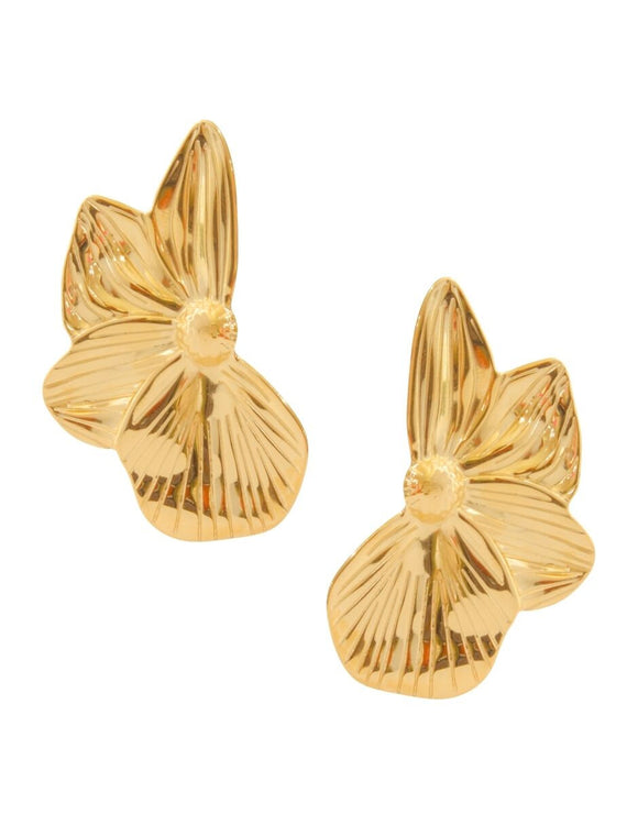 Aretes Media Flor Dorado