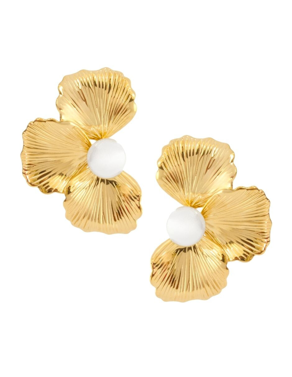 Aretes Media Flor con perlita