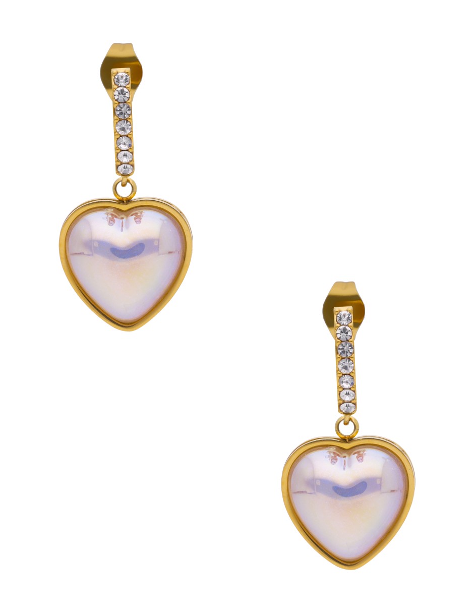 Arete Colgante Corazon Gris