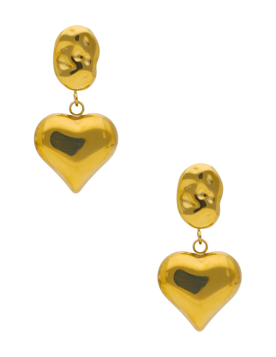 Arete Colgante Corazon Inflado