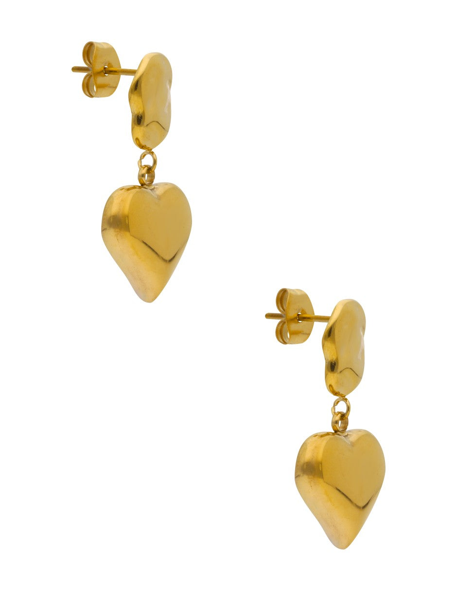 Arete Colgante Corazon Inflado