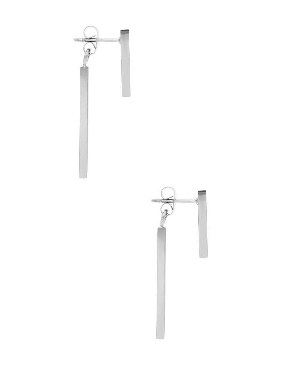 Arete NUVI Colgante Barra Doble Plateado