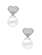 Arete NUVI Corazon con Perla Plateado