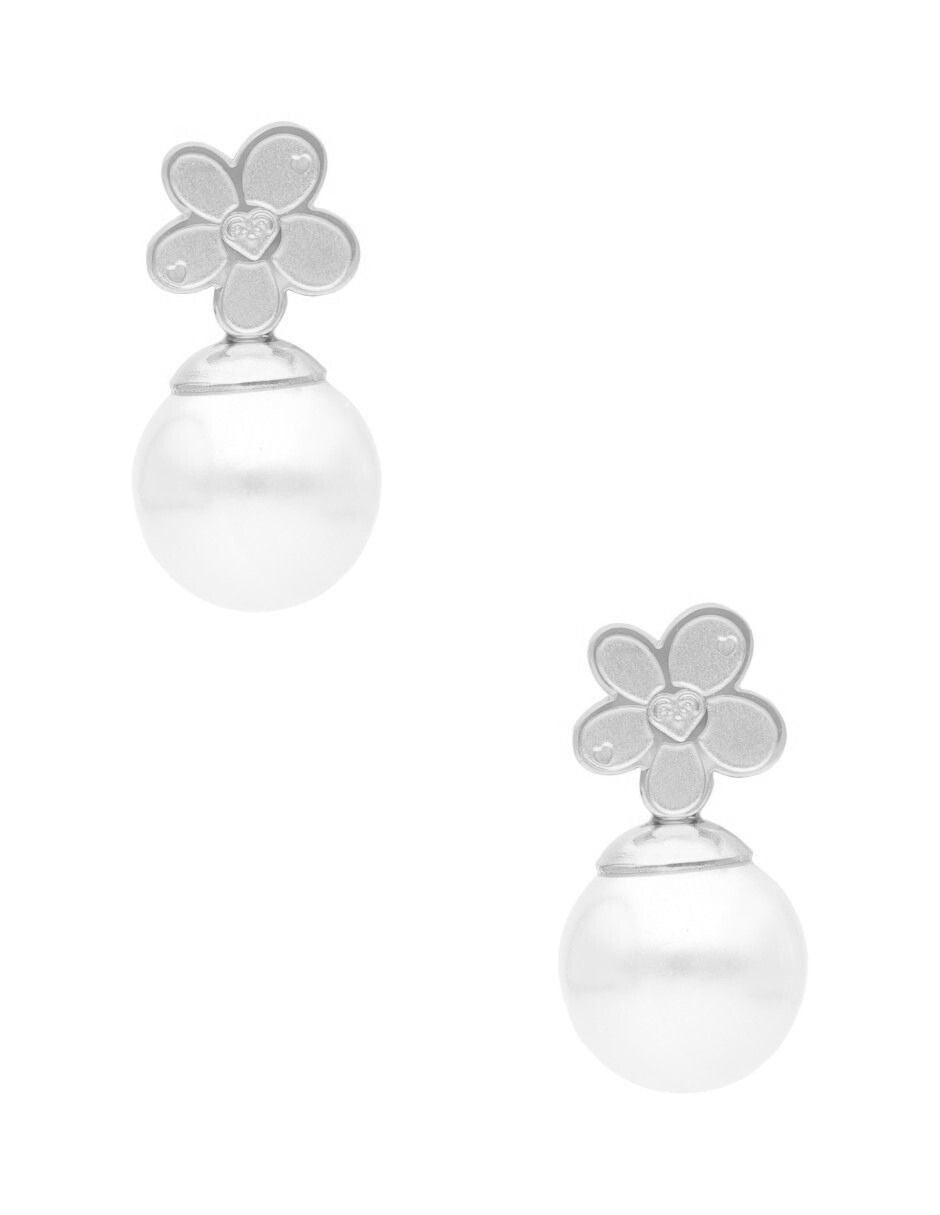 Arete NUVI Flor con Perla Plateado