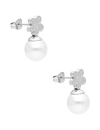 Arete NUVI Flor con Perla Plateado