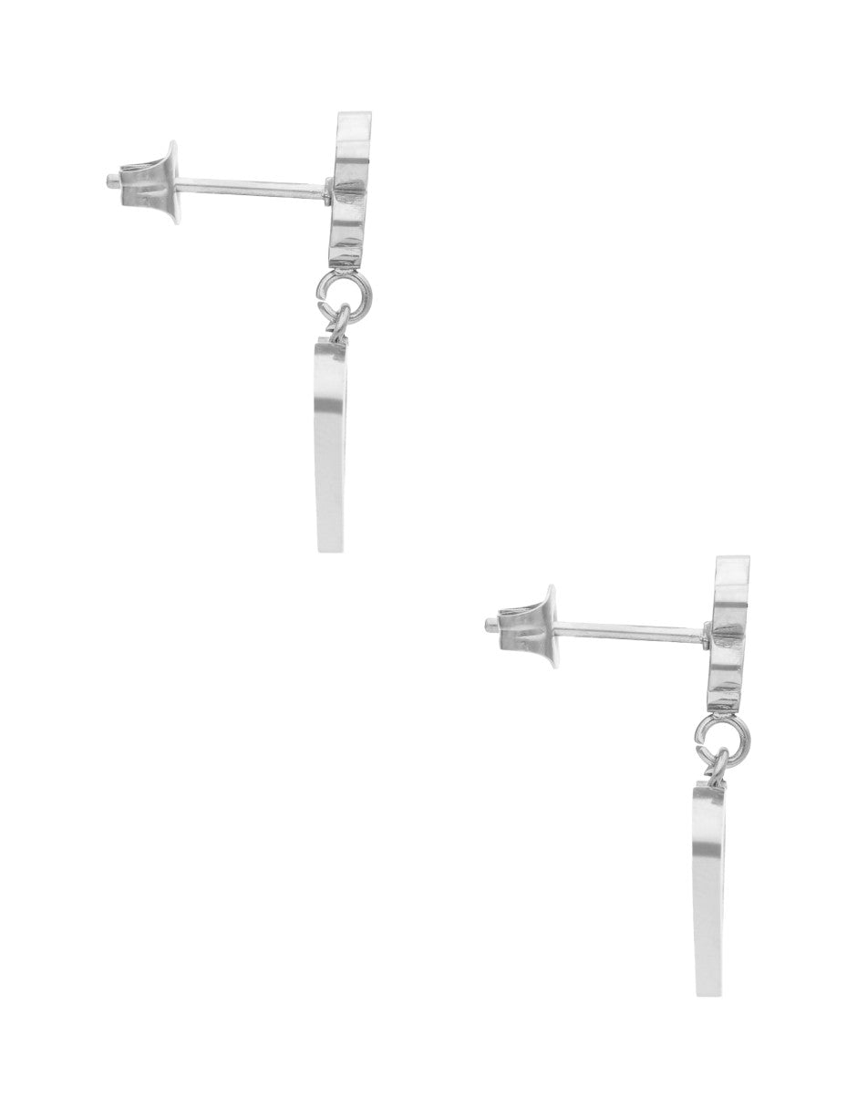 Arete NUVI Flor con Corazon NUVI Plateado