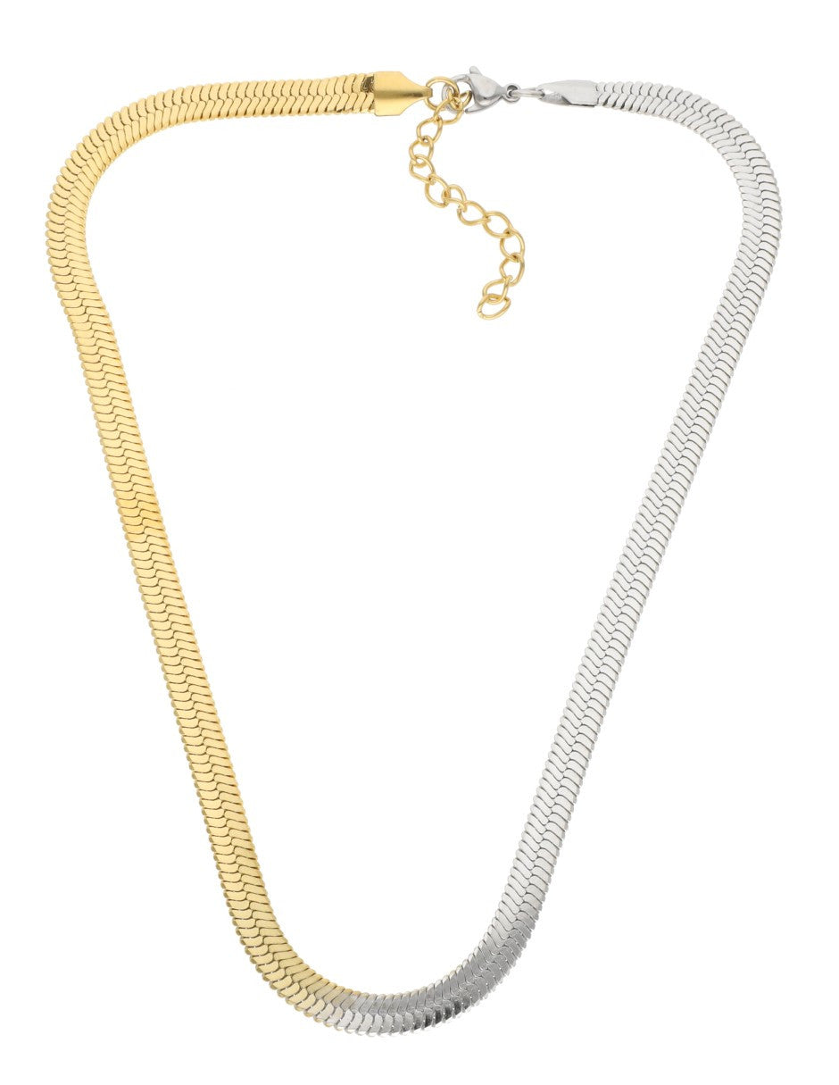 Collar Cadena Plana 4mm | 40 cm Bitono