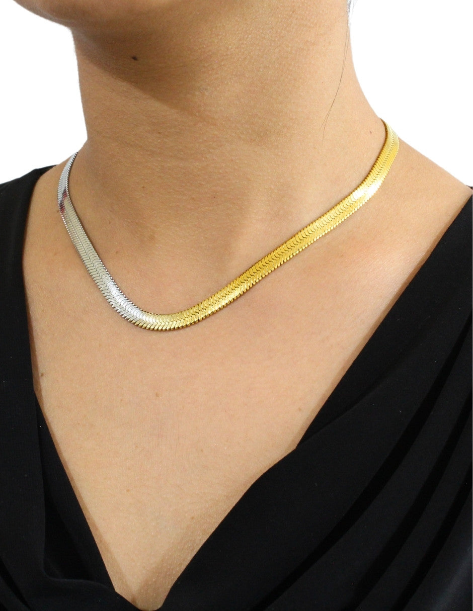 Collar Cadena Plana 4mm | 40 cm Bitono