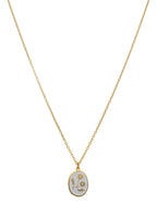 Collar Plaquita Esmalte Blanco Flor