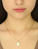 Collar Plaquita Esmalte Blanco Flor
