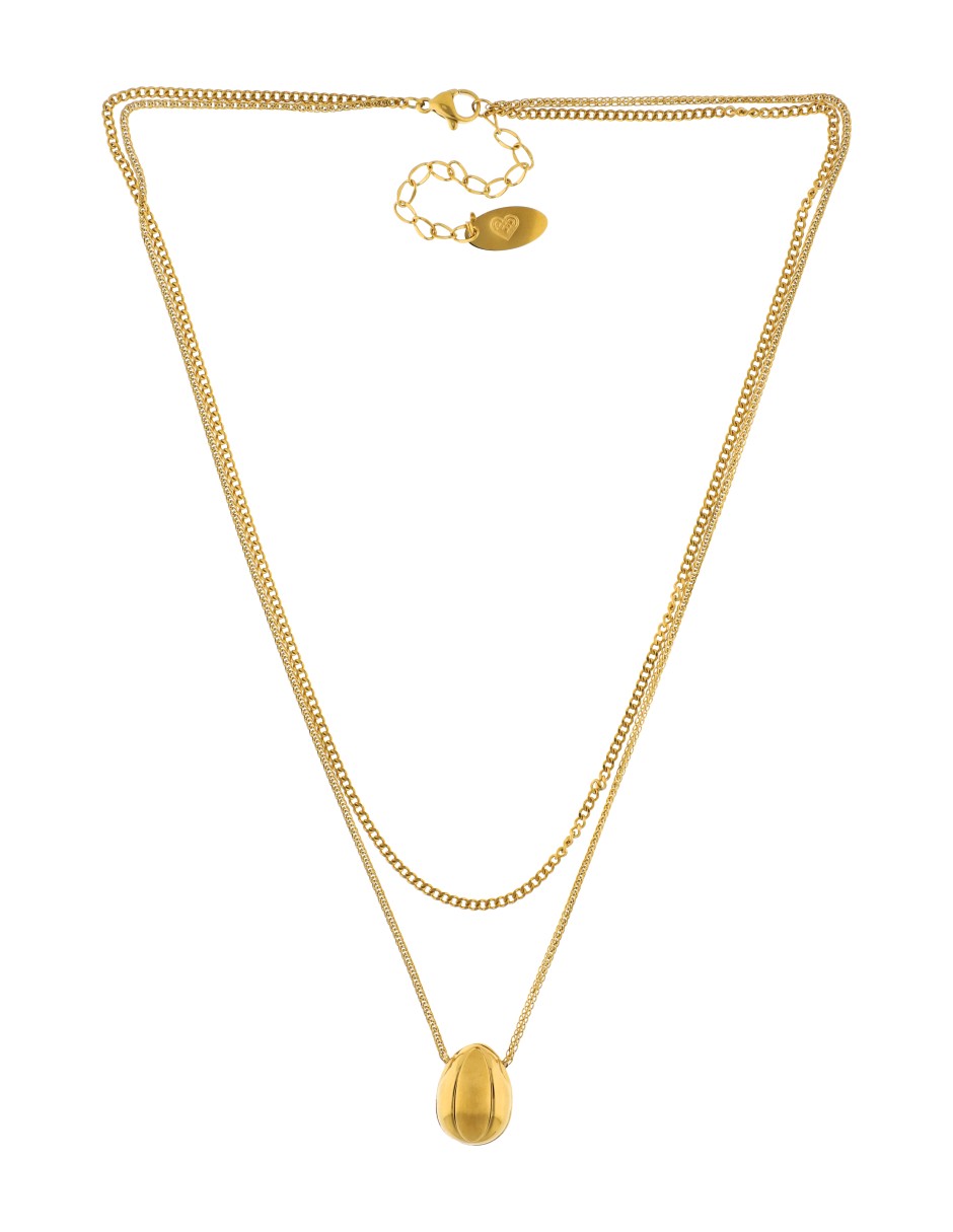 Collar Doble Cadena con Gotita Dorado