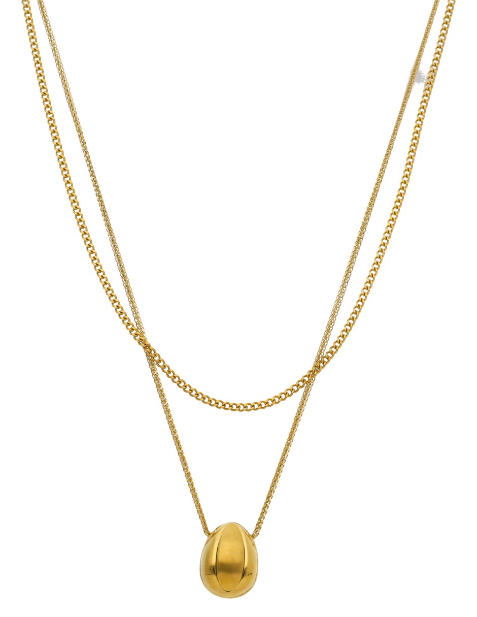 Collar Doble Cadena con Gotita Dorado