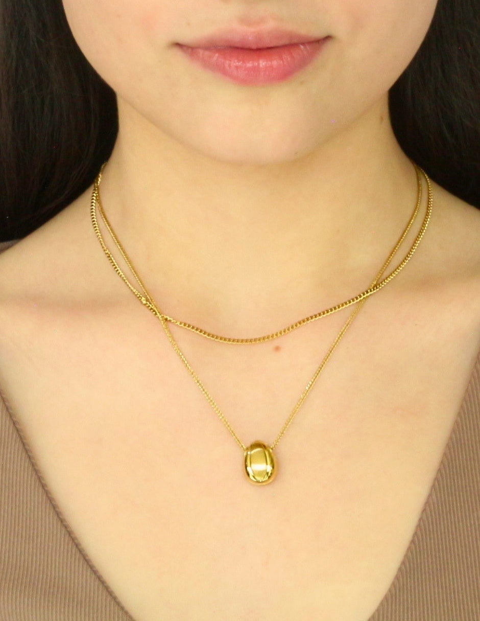 Collar Doble Cadena con Gotita Dorado