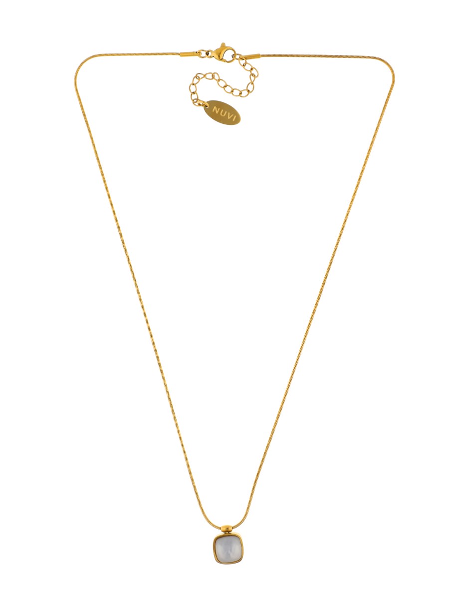 Collar Dije Piedrita Beigue Cuadrada